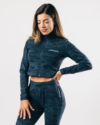 Alphalete 4-Way Stretch Track Jacket Ciemny Granatowe Camo | 49082-YIEQ