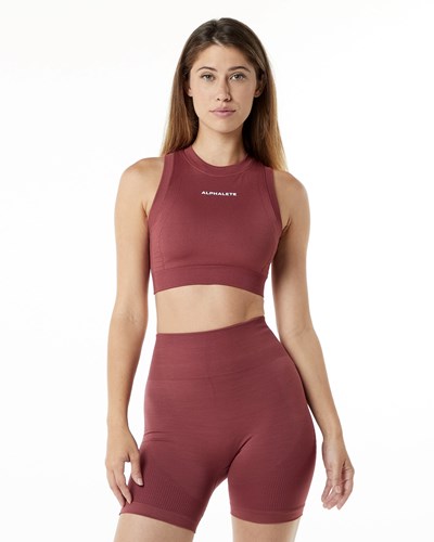 Alphalete High Performance Seamless Crop Bra Gingerbread | 05876-PKFI